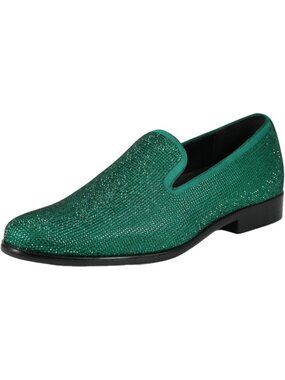 Amali Men's Green Dazzle Velvet Tuxedo Loafer Slip On Formal Wedding Dress Shoes